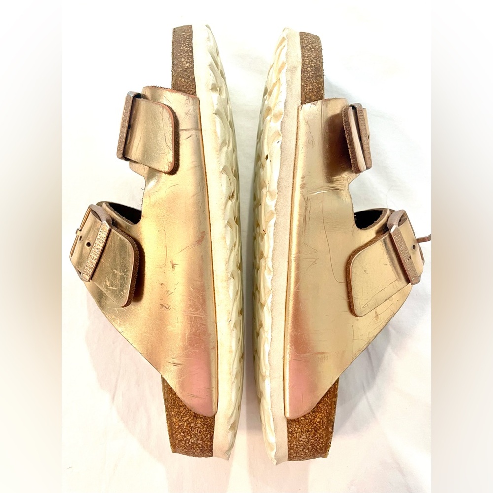 Birkenstock Rose Gold Double Strap Sandals - Picture 4 of 11